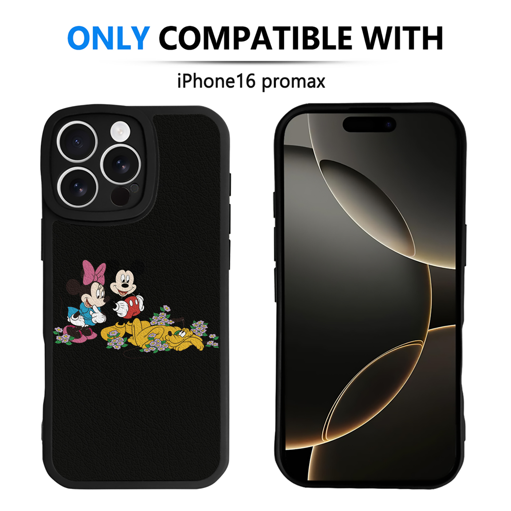 （画像用） ミッキーマウス Mickey Mouse 【iPhone 16シリーズ対応】シリコンスマホケース（レザー調） 材質：シリコン